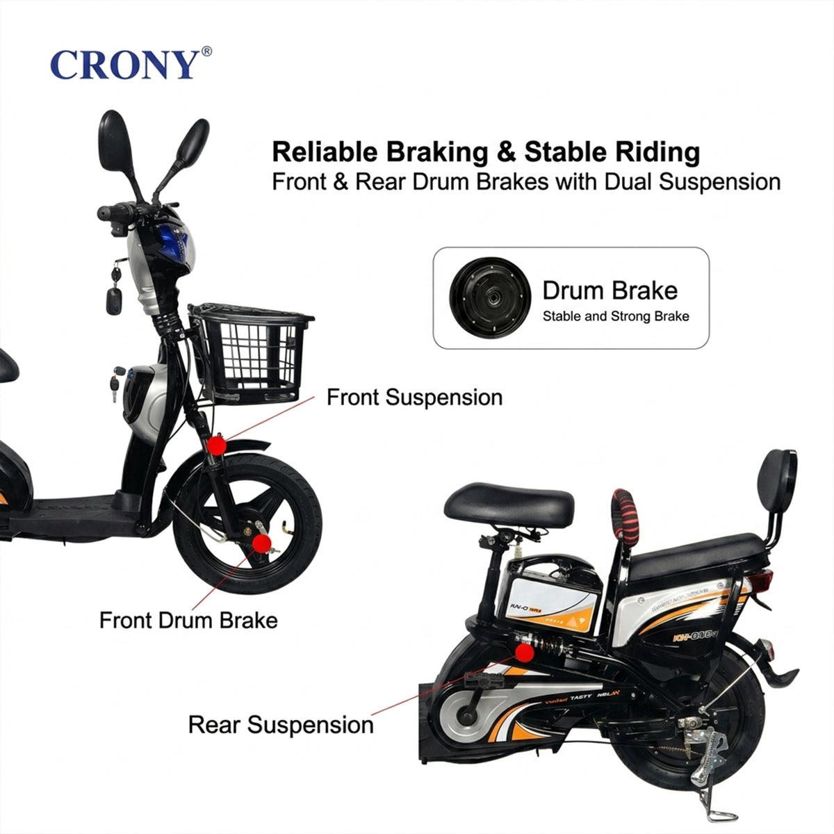 دراجة كهربائية CRONY W6 بعجلات 14 بوصة سكوتر كهربائي