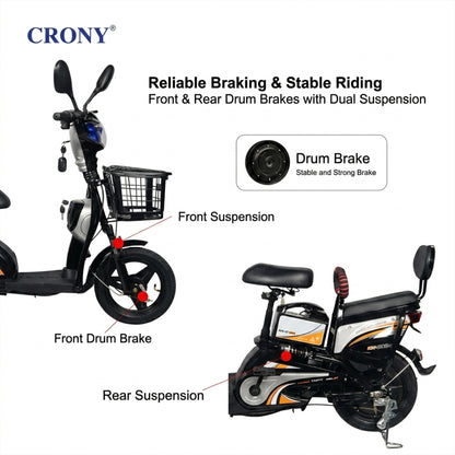 دراجة كهربائية CRONY W6 بعجلات 14 بوصة سكوتر كهربائي