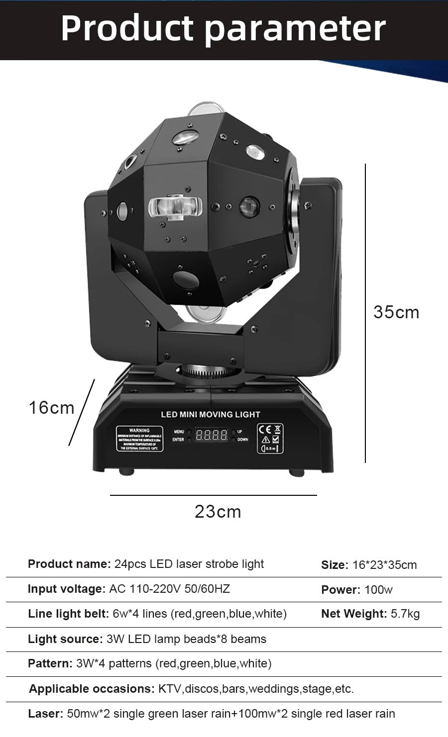 CRONY 24PCS 4in1 Moving Head Light Beam Strobe Effect Led Moving Head DMX  DJ Disco Rotating Magic Ball Lights RGBW