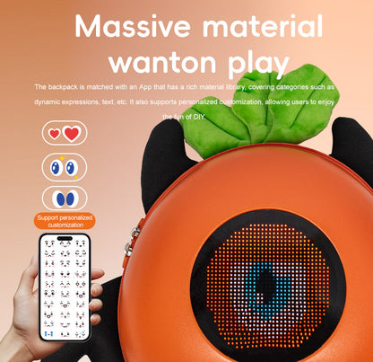 حقيبة ظهر CRONY Carrot LED ذكية لعرض البكسل الفني حقيبة ظهر قابلة للبرمجة عبر البلوتوث مع شاشة LED بحجم 32x32 عرض نصوص ورسوم متحركة مخصصة للسفر والمدرسة والتنقل هدايا تقنية