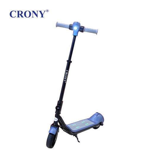 CRONY E68 Electric Scooter for Kids, 110W Motor, 10–16 KM/H Top Speed, 24V 2.5Ah Battery, 5–8 KM Range, 6.5-Inch Tires, Easy Folding, Adjustable Handlebar, LED Headlight & Rear Wheel Light, Bluetooth Speaker, Blue