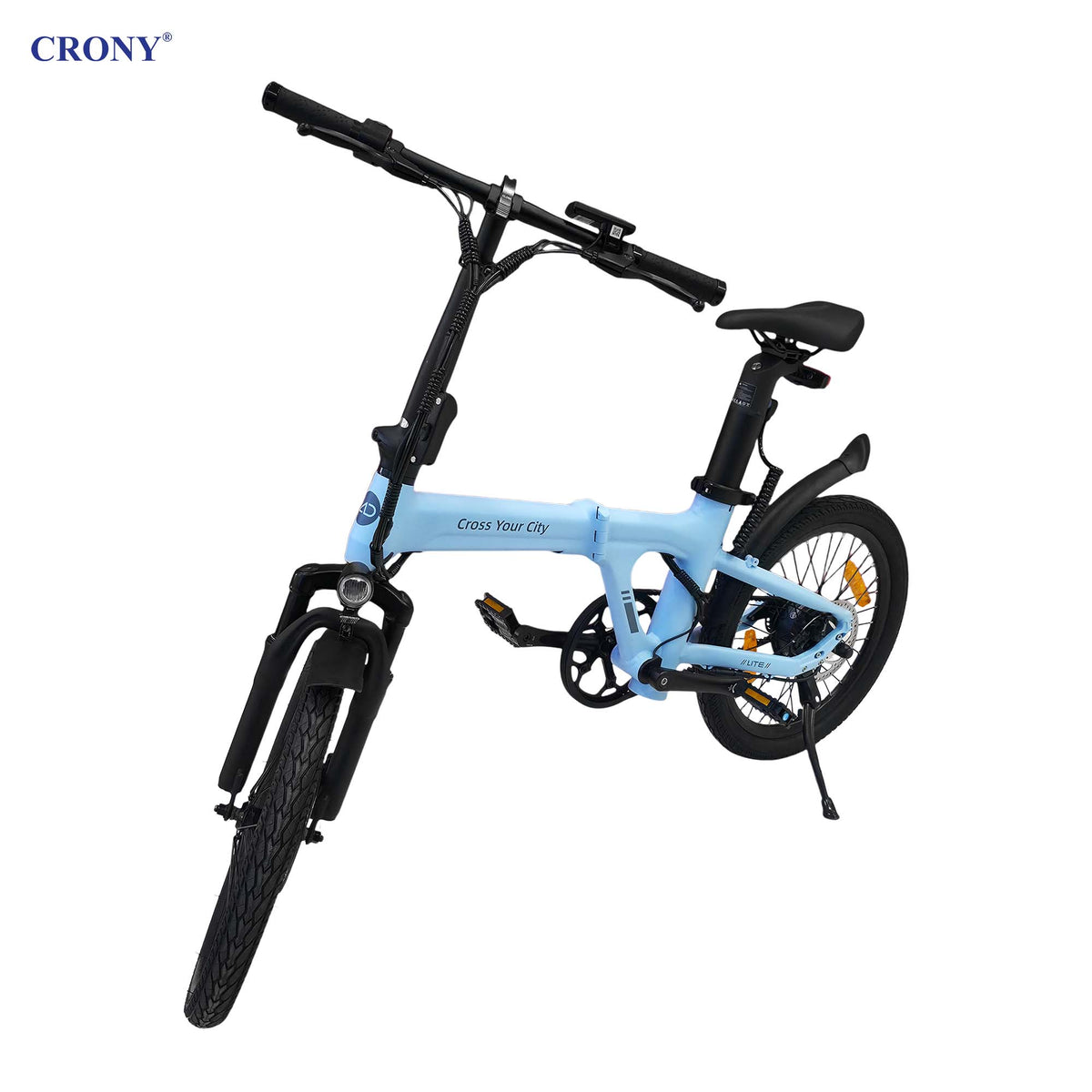 CRONY A20 Electric Bike, 350W Motor, 25–30 km/h Top Speed, 36V 9.6Ah Battery, 35–50 km Pure Electric Range, 80–100 km Assisted Range, 20-Inch Tires, Torque Sensor, Carbon Belt Drive, 2.4" IPS Color Display, Smart App, Foldable E-Bike