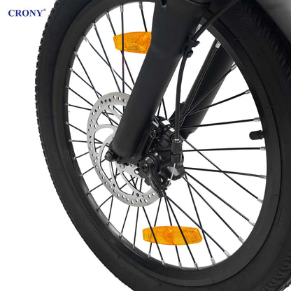CRONY A20 Electric Bike, 350W Motor, 25–30 km/h Top Speed, 36V 9.6Ah Battery, 35–50 km Pure Electric Range, 80–100 km Assisted Range, 20-Inch Tires, Torque Sensor, Carbon Belt Drive, 2.4" IPS Color Display, Smart App, Foldable E-Bike