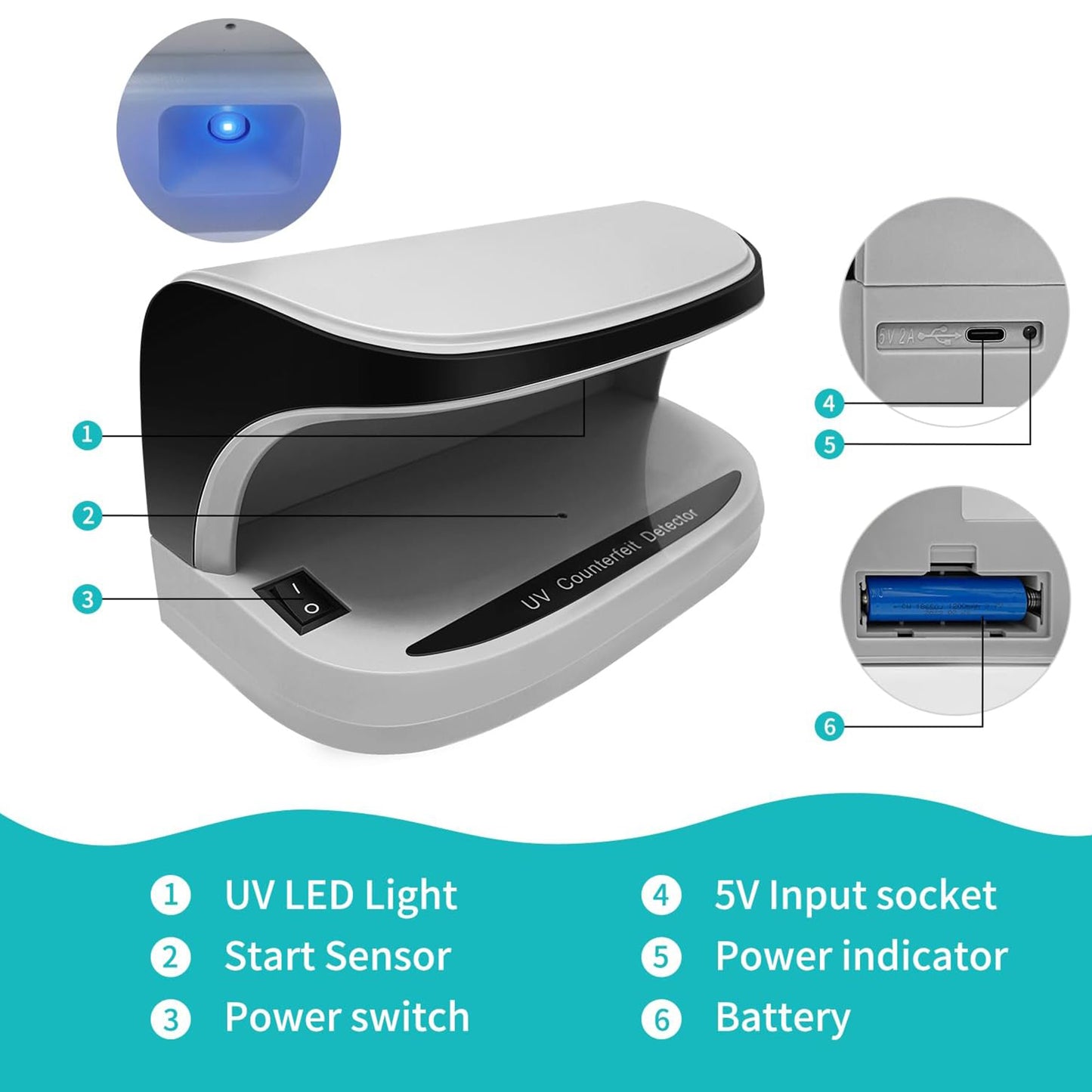جهاز التحقق من الأوراق النقدية CRONY AL-09 أوتوماتيكي للكشف عن النقود المزيفة بالأشعة فوق البنفسجية جهاز صغير محمول لفحص النقود المزيفة بجهاز مسح بالأشعة فوق البنفسجية