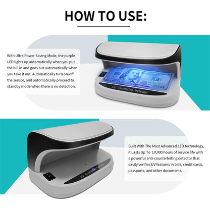 جهاز التحقق من الأوراق النقدية CRONY AL-09 أوتوماتيكي للكشف عن النقود المزيفة بالأشعة فوق البنفسجية جهاز صغير محمول لفحص النقود المزيفة بجهاز مسح بالأشعة فوق البنفسجية