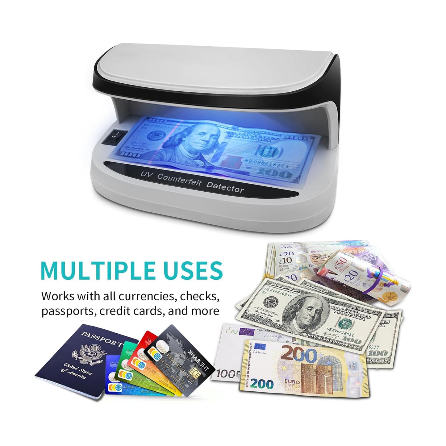 جهاز التحقق من الأوراق النقدية CRONY AL-09 أوتوماتيكي للكشف عن النقود المزيفة بالأشعة فوق البنفسجية جهاز صغير محمول لفحص النقود المزيفة بجهاز مسح بالأشعة فوق البنفسجية