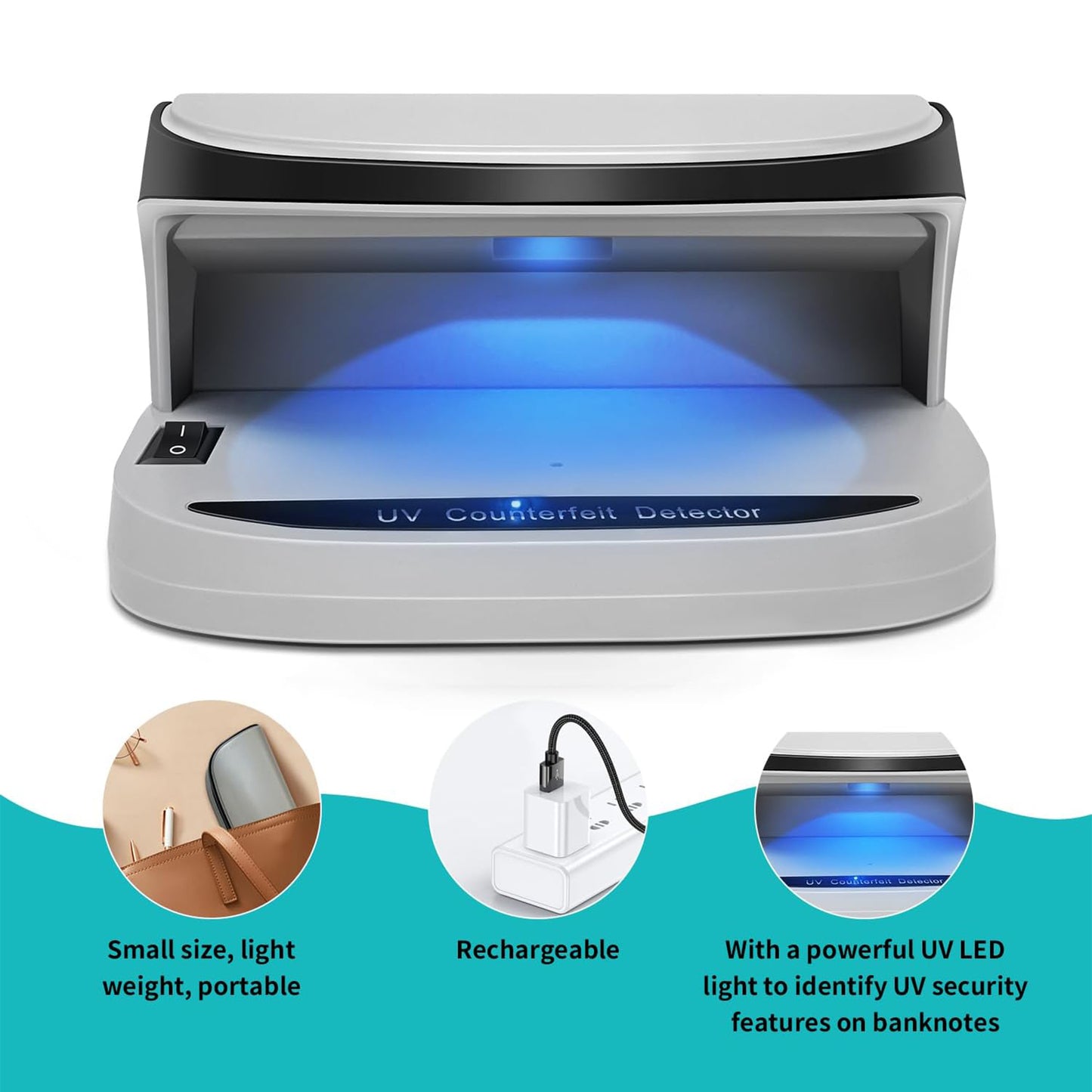 جهاز التحقق من الأوراق النقدية CRONY AL-09 أوتوماتيكي للكشف عن النقود المزيفة بالأشعة فوق البنفسجية جهاز صغير محمول لفحص النقود المزيفة بجهاز مسح بالأشعة فوق البنفسجية
