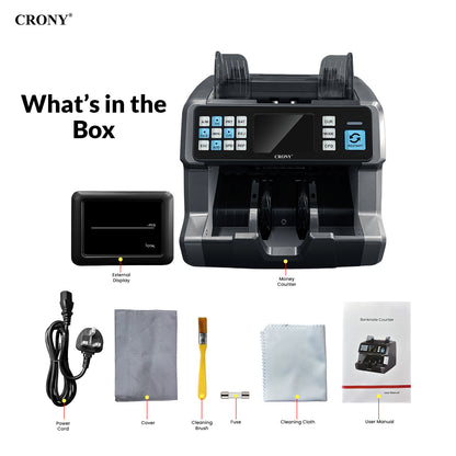 CRONY AL-920 Mix value Money Counter Machine, 1200 PCS/Min High-Speed Bill Counter with UVMG/MY/IT/2 CIS Detection, 400-500 Bill Hopper, 200 Bill Stacker, 3 Counting Modes, Currency Customization, USB & RS-232, 1 Year Warranty