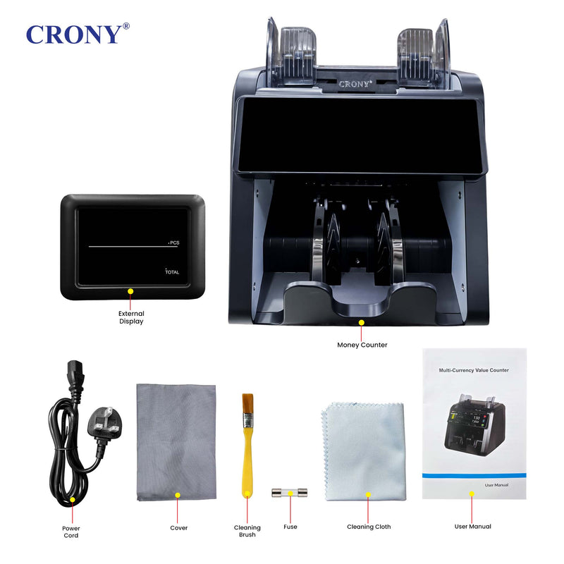 CRONY AL-930T Money Counting Machine is a high-performance banknote counter designed for fast, accurate, and reliable cash processing. With a counting speed of up to 1,200 notes per minute, it improves efficiency for banks