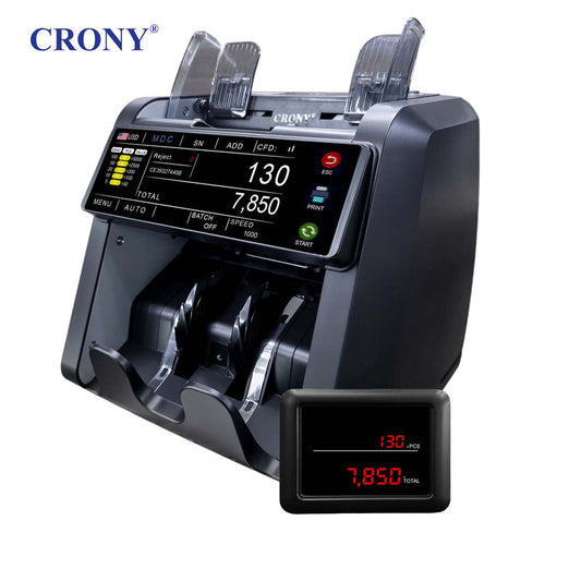 CRONY AL-930T Money Counting Machine is a high-performance banknote counter designed for fast, accurate, and reliable cash processing. With a counting speed of up to 1,200 notes per minute, it improves efficiency for banks