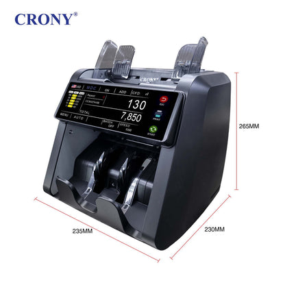 CRONY AL-930T Money Counting Machine is a high-performance banknote counter designed for fast, accurate, and reliable cash processing. With a counting speed of up to 1,200 notes per minute, it improves efficiency for banks