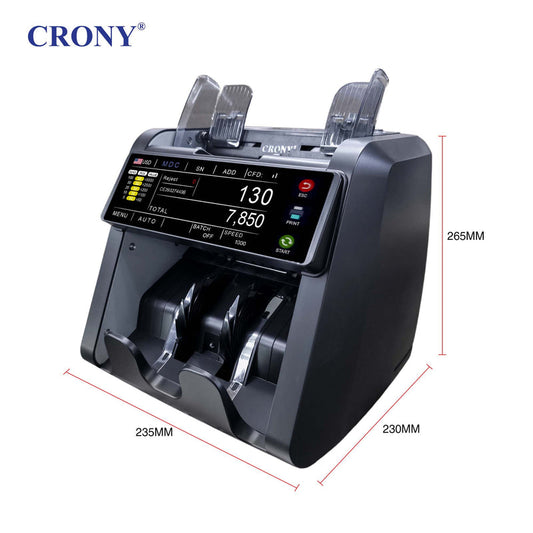 CRONY AL-930T Money Counting Machine, Professional Cash Counter with 7.8" Full Touch TFT Display, 1200 Bills/Min, UV MG MT IR Counterfeit Detection, Mixed Denomination Counting, Automatic Currency Recognition for Business & Retail
