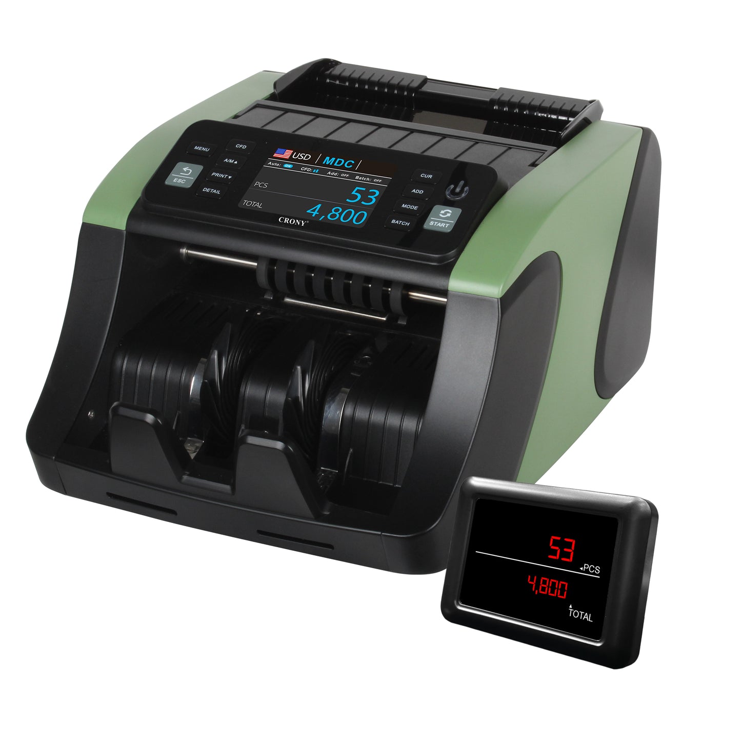 CRONY N66B Money Counting Machine with Rechargeable Battery, Professional Cash Counter, 3.5" TFT Display, 1000 Bills/Min, Automatic Currency Recognition, Mixed Denomination Counting, UV MG IR Counterfeit Detection, Business Use