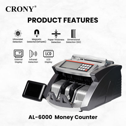 جهاز التحقق من الأوراق النقدية CRONY AL-6000 عداد نقود أوتوماتيكي آلة عد العملات