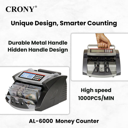 جهاز التحقق من الأوراق النقدية CRONY AL-6000 عداد نقود أوتوماتيكي آلة عد العملات