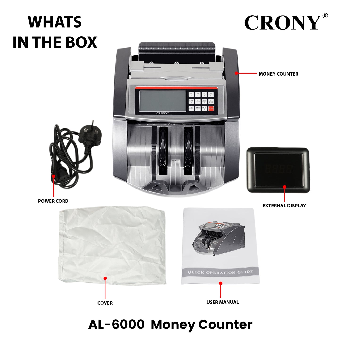 جهاز التحقق من الأوراق النقدية CRONY AL-6000 عداد نقود أوتوماتيكي آلة عد العملات