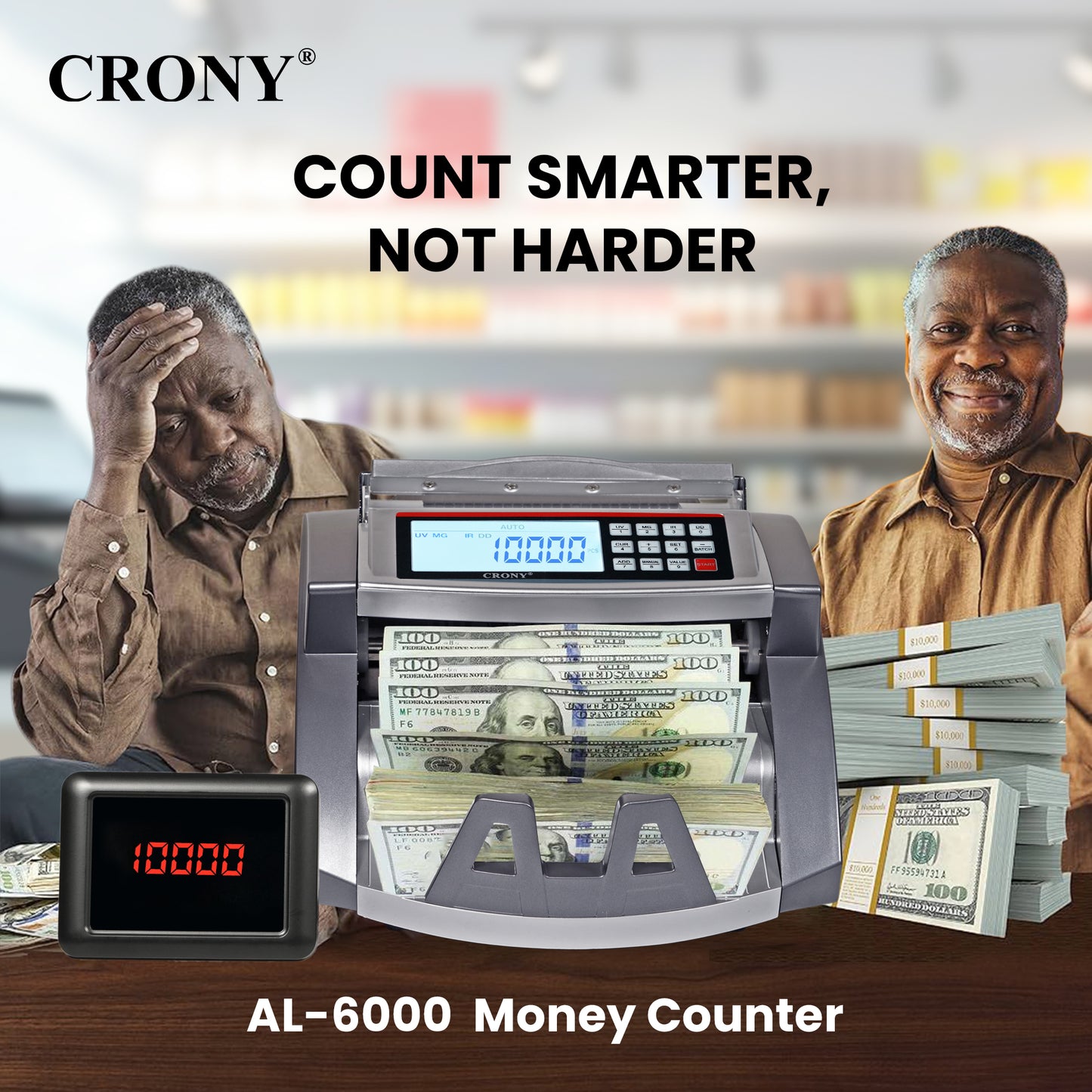 جهاز التحقق من الأوراق النقدية CRONY AL-6000 عداد نقود أوتوماتيكي آلة عد العملات