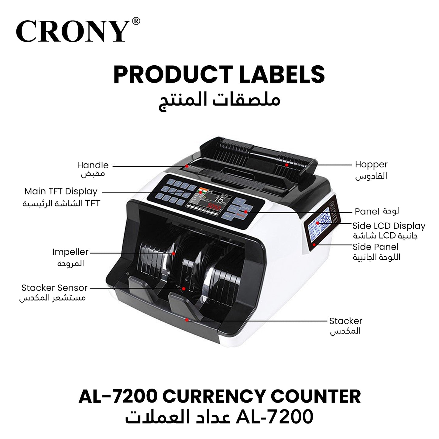عداد العملات CRONY AL-7200 عداد قيمة الفئة الواحدة مدققات الأوراق النقدية