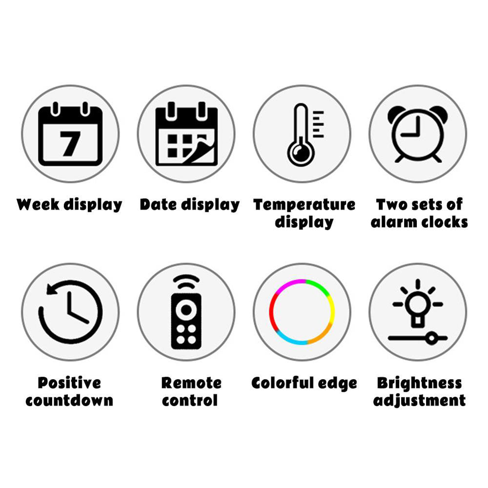 ساعة حائط إلكترونية CRPONY 8021 بيضاء + زرقاء مع عرض الساعة 5 مستويات سطوع قابلة للتعديل للمنزل والمزرعة والمكتب