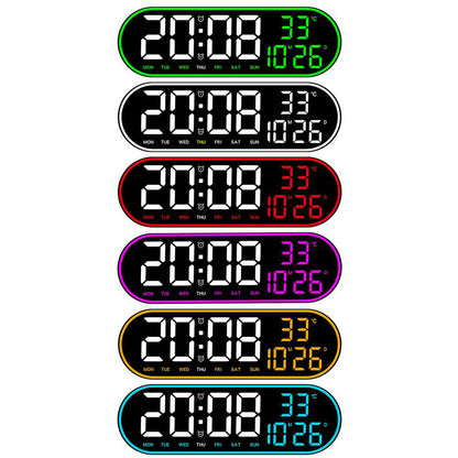 ساعة حائط إلكترونية CRPONY 8021 بيضاء + زرقاء مع عرض الساعة 5 مستويات سطوع قابلة للتعديل للمنزل والمزرعة والمكتب