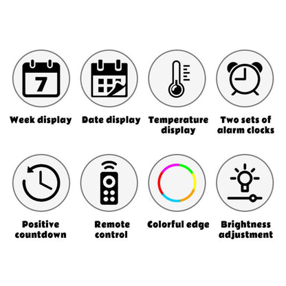 ساعة حائط إلكترونية CRPONY 8021 بيضاء + زرقاء مع عرض الساعة 5 مستويات سطوع قابلة للتعديل للمنزل والمزرعة والمكتب