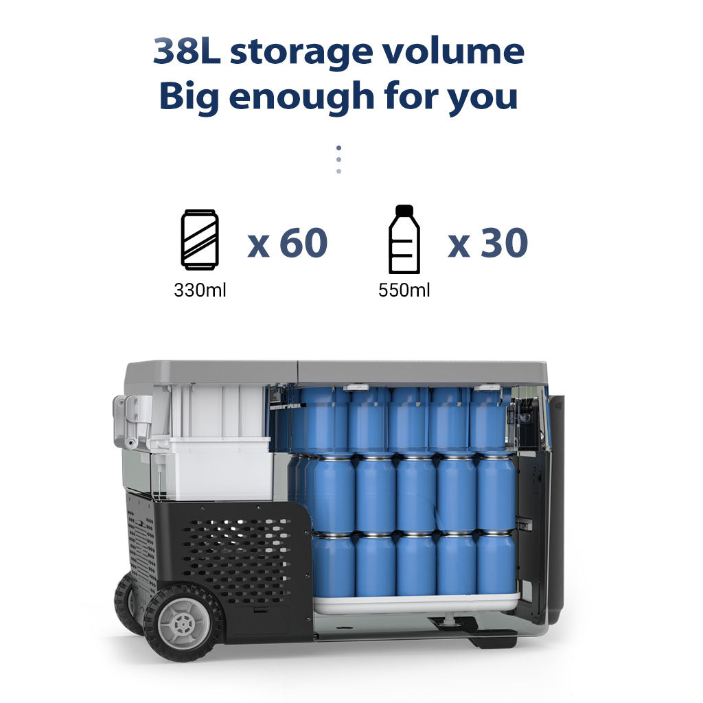صانع ثلج CRONY B35IM ثلاجة بعجلات رافعة 38 لتر صانع ثلج محمول ومجمد