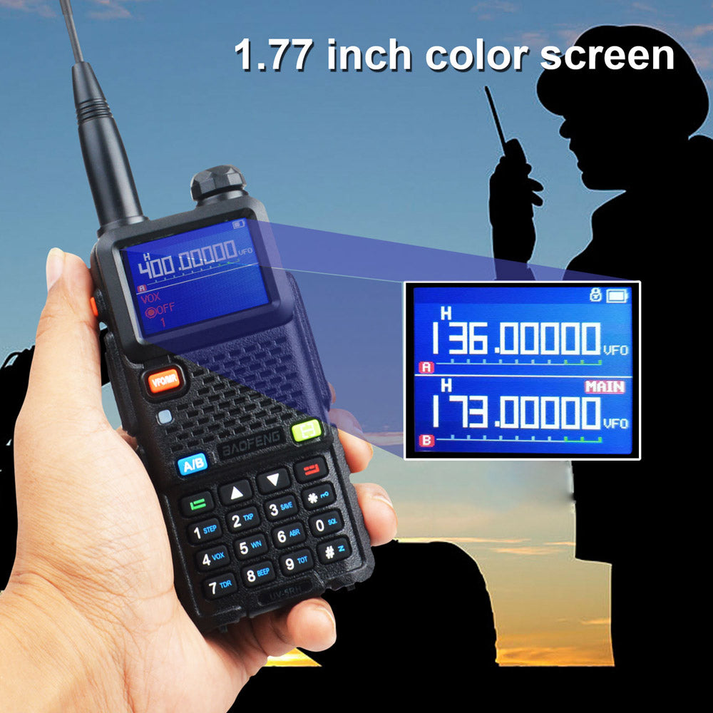 باوفينغ UV-5RH 7 واط UHF (400-480 ميجاهرتز) VHF (136-174 ميجاهرتز) ثلاثي النطاقات 999 قناة بحث التردد توقعات الطقس جهاز اتصال لاسلكي FM