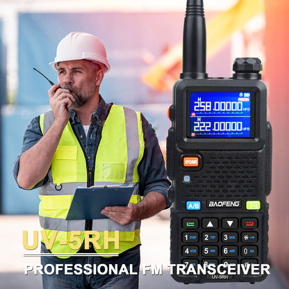 باوفينغ UV-5RH 7 واط UHF (400-480 ميجاهرتز) VHF (136-174 ميجاهرتز) ثلاثي النطاقات 999 قناة بحث التردد توقعات الطقس جهاز اتصال لاسلكي FM