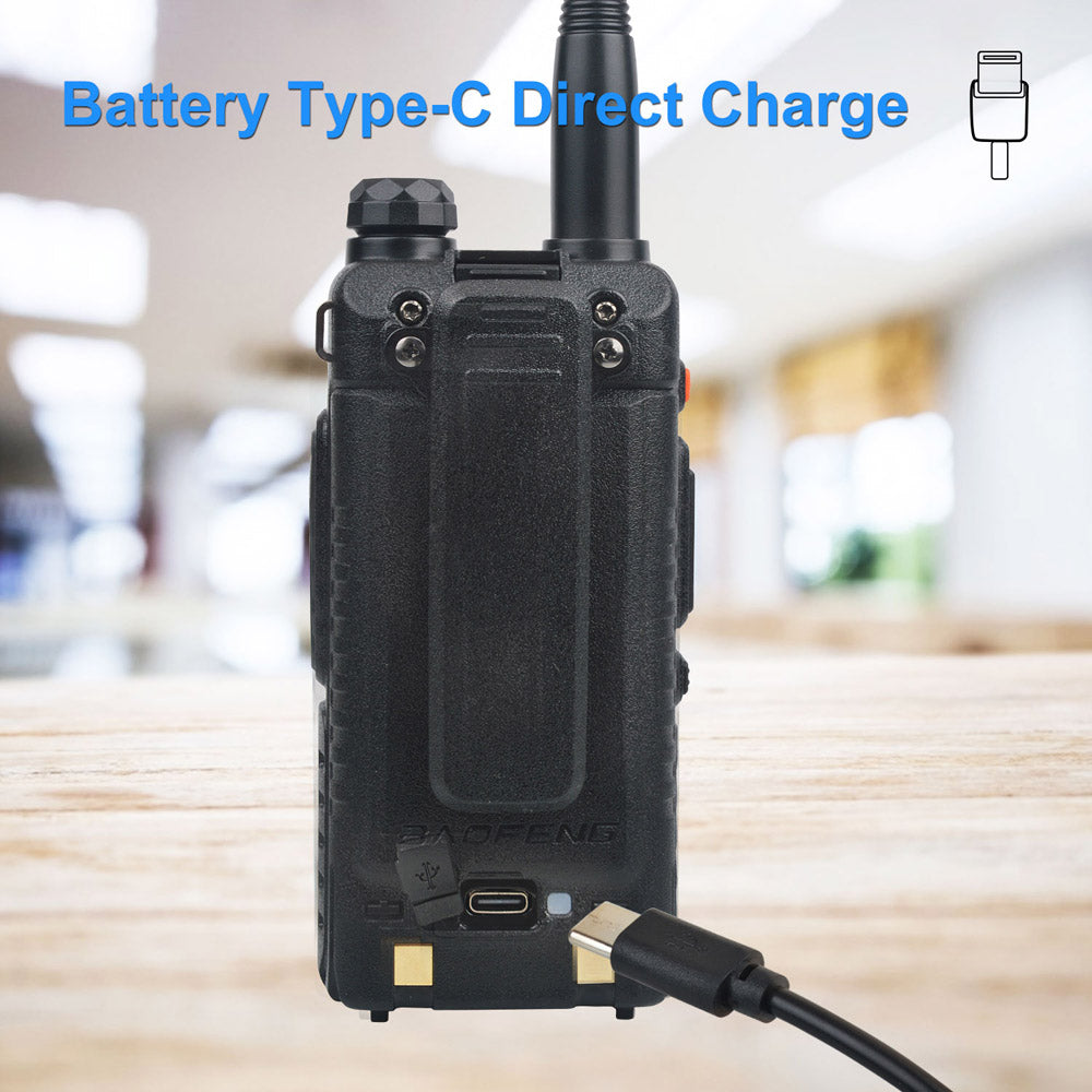 باوفينغ UV-5RH 7 واط UHF (400-480 ميجاهرتز) VHF (136-174 ميجاهرتز) ثلاثي النطاقات 999 قناة بحث التردد توقعات الطقس جهاز اتصال لاسلكي FM