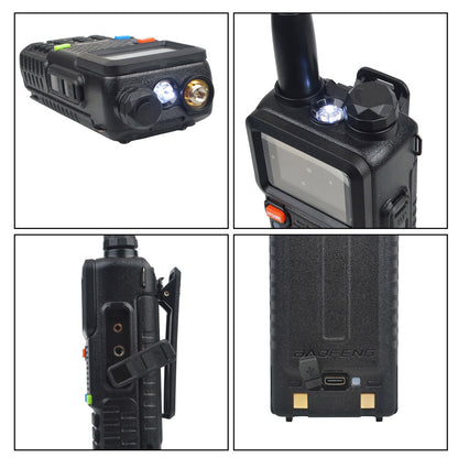 باوفينغ UV-5RH 7 واط UHF (400-480 ميجاهرتز) VHF (136-174 ميجاهرتز) ثلاثي النطاقات 999 قناة بحث التردد توقعات الطقس جهاز اتصال لاسلكي FM
