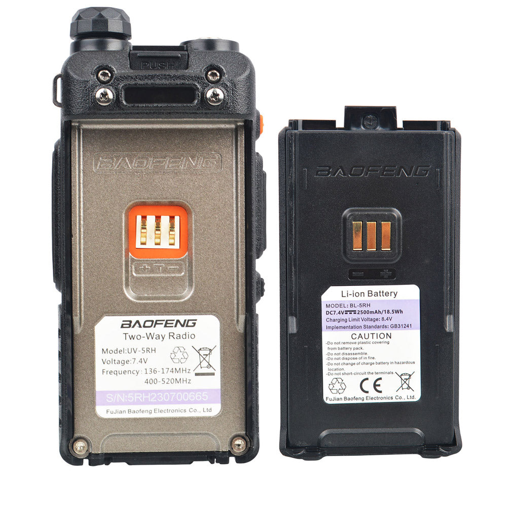 باوفينغ UV-5RH 7 واط UHF (400-480 ميجاهرتز) VHF (136-174 ميجاهرتز) ثلاثي النطاقات 999 قناة بحث التردد توقعات الطقس جهاز اتصال لاسلكي FM