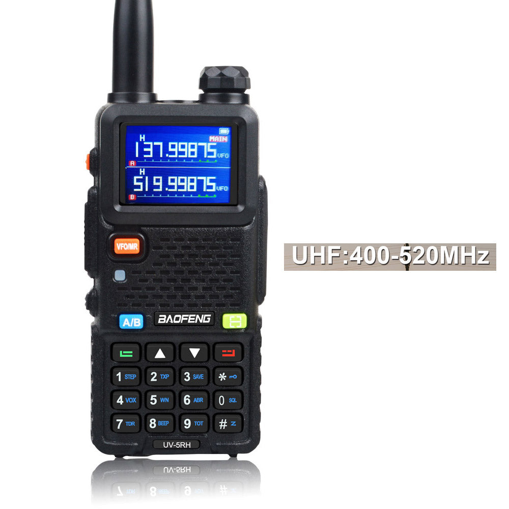 باوفينغ UV-5RH 7 واط UHF (400-480 ميجاهرتز) VHF (136-174 ميجاهرتز) ثلاثي النطاقات 999 قناة بحث التردد توقعات الطقس جهاز اتصال لاسلكي FM