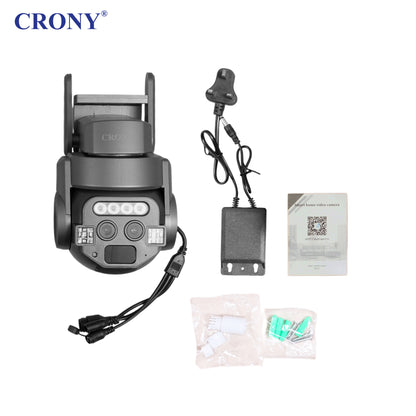 CRONY CM-Q820EM 6MP PTZ Wireless Security Camera, 2K Dual Lens, WiFi & Ethernet, 275° Pan 90° Tilt, Two-Way Audio, IR Night Vision, Motion & Human Detection, TF Card & Cloud Storage, Android & iOS App