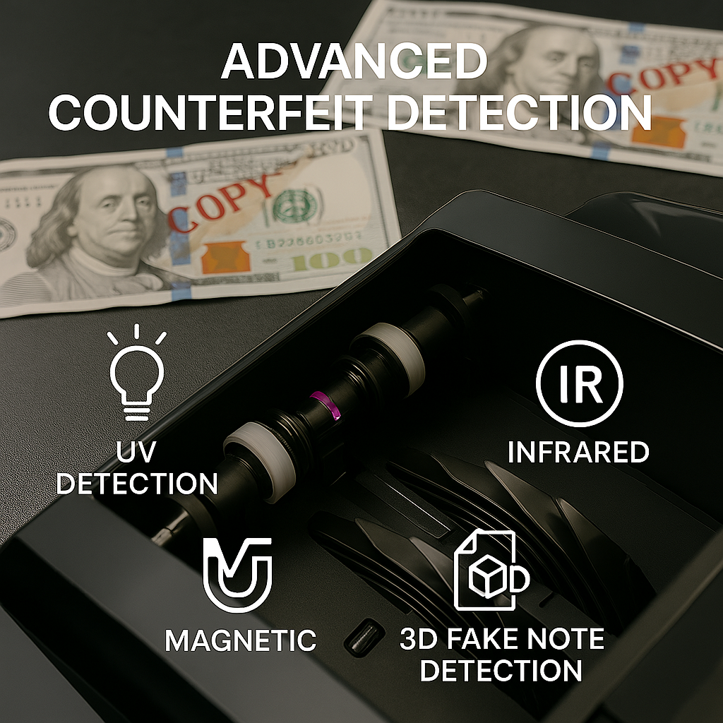 آلة عد النقود CRONY P80 مع عد القيم المختلطة وكشف التزوير وشاشة LCD للأعمال والمصارف ومكاتب العد والتحقق من الأوراق النقدية