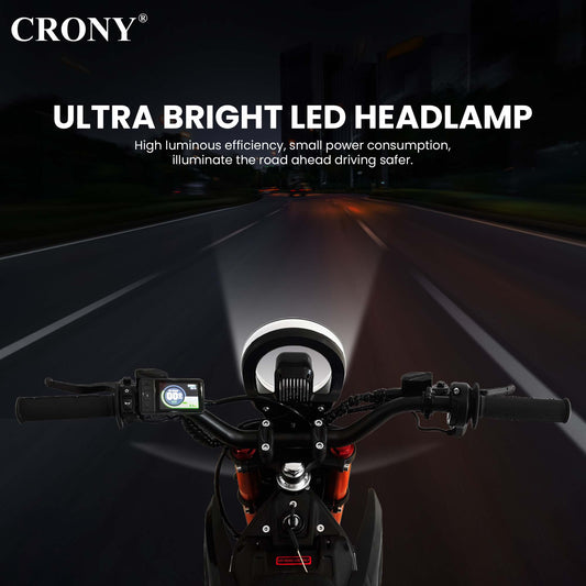 CRONY-09 Electric Dirt Bike 350W Motor, 36V 12Ah Battery, 14 Inch Off-Road Tires, Up to 36KM/H Speed, LCD Display, LED Headlight, Bluetooth Speaker, Electric Motorcycle for Outdoor Riding, Durable Design, 1 Year Motor Warranty