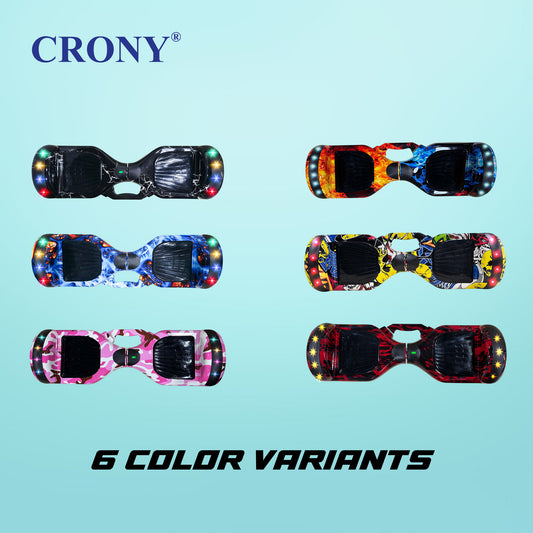 CRONY D1+ Smart Self-Balancing Hoverboard 250W Bluetooth LED Lights ABS Body 12KM/H 15KM Range Electric Scooter for Kids & Adults Indoor Outdoor Use