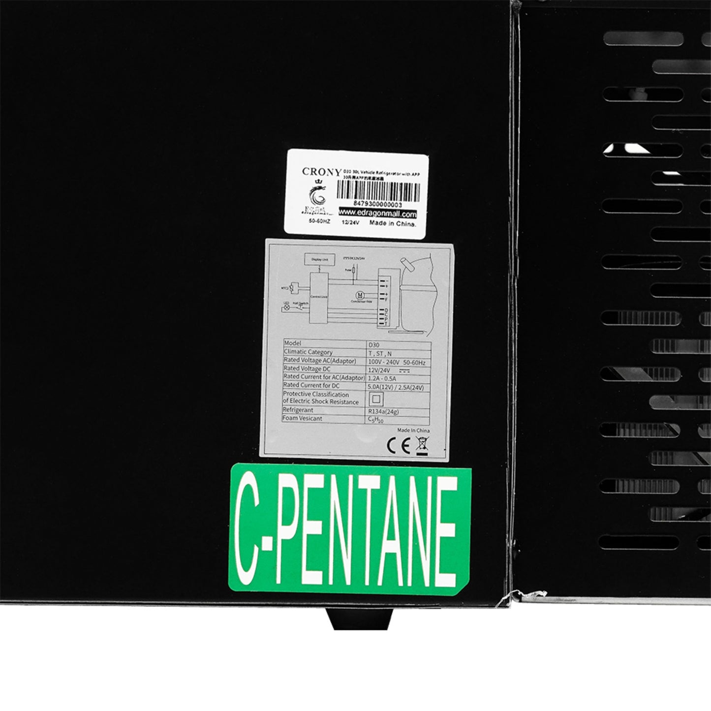 ثلاجة سيارة CRONY D30 بسعة 30 لتر مع اتصال عبر التطبيق - حماية بطارية السيارة من -20°C إلى 20°C