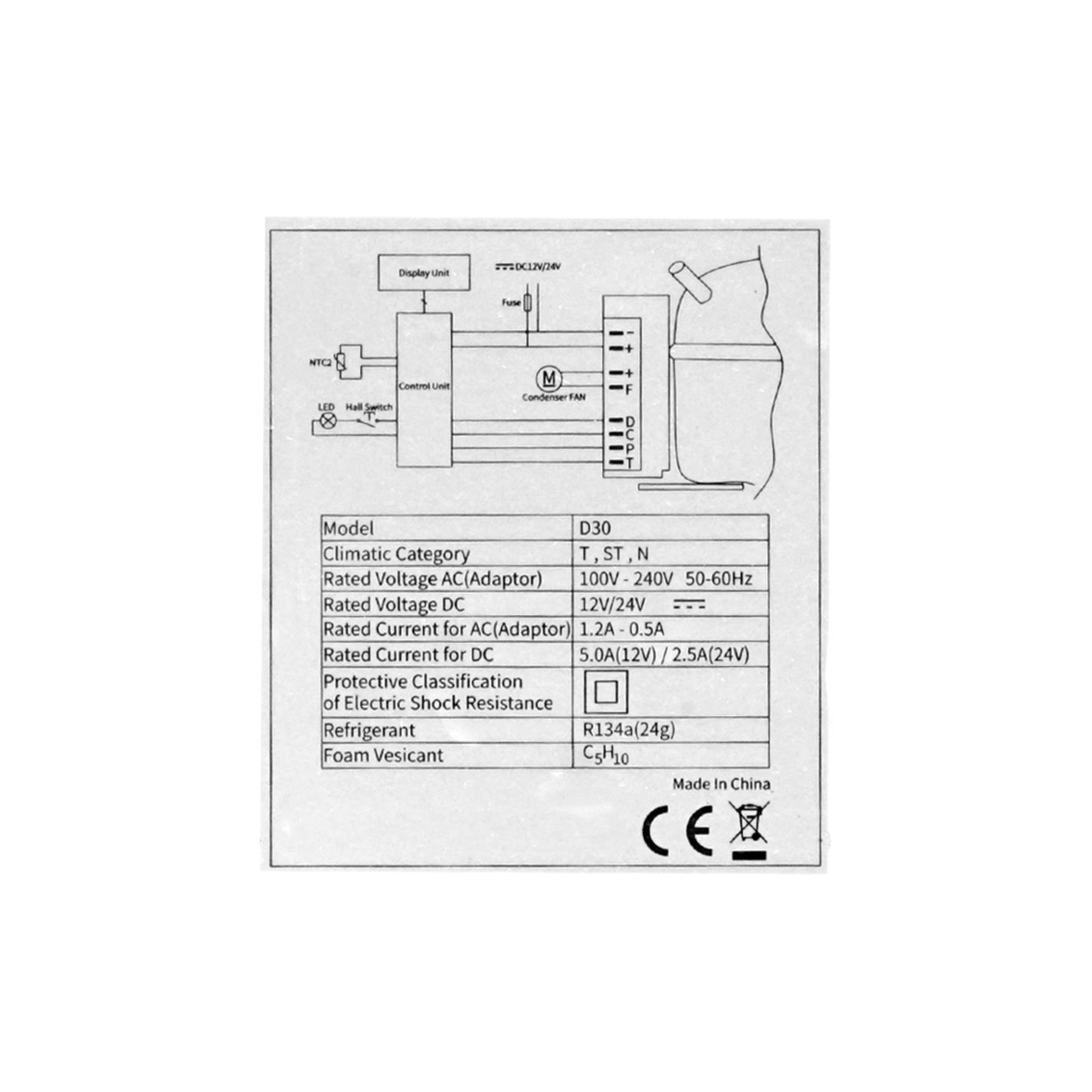 ثلاجة سيارة CRONY D30 بسعة 30 لتر مع اتصال عبر التطبيق - حماية بطارية السيارة من -20°C إلى 20°C