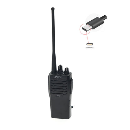 كروني 12 واط P12 جهاز اتصال لاسلكي ثنائي الاتجاه قابل لإعادة الشحن للمشي والتخييم 10-15 كم للصيد أسود