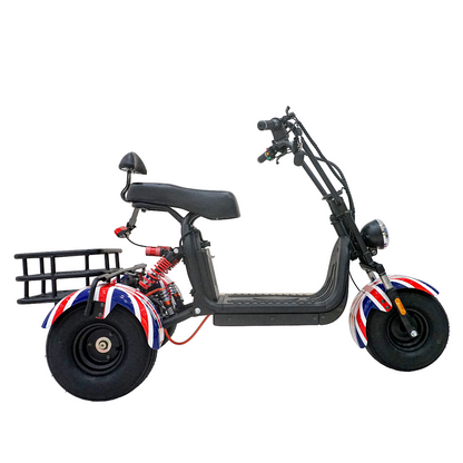 سكوتر كهربائي CRONY SS-11W مع تعليق، سكوتر ثلاثي العجلات مع سلة، دراجة كهربائية