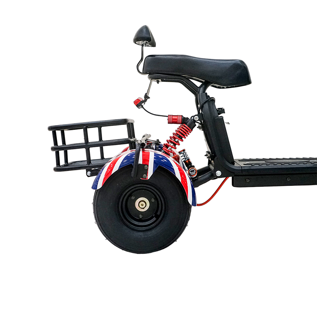 سكوتر كهربائي CRONY SS-11W مع تعليق، سكوتر ثلاثي العجلات مع سلة، دراجة كهربائية