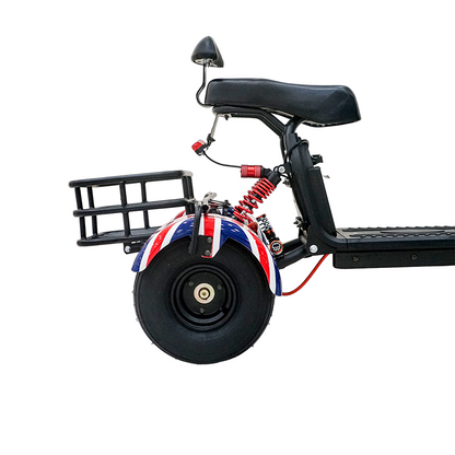 سكوتر كهربائي CRONY SS-11W مع تعليق، سكوتر ثلاثي العجلات مع سلة، دراجة كهربائية