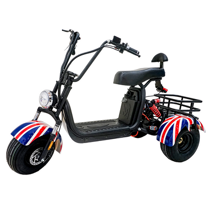 سكوتر كهربائي CRONY SS-11W مع تعليق، سكوتر ثلاثي العجلات مع سلة، دراجة كهربائية