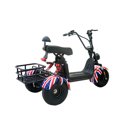 سكوتر كهربائي CRONY SS-11W مع تعليق، سكوتر ثلاثي العجلات مع سلة، دراجة كهربائية