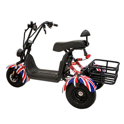 سكوتر كهربائي CRONY SS-11W مع تعليق، سكوتر ثلاثي العجلات مع سلة، دراجة كهربائية