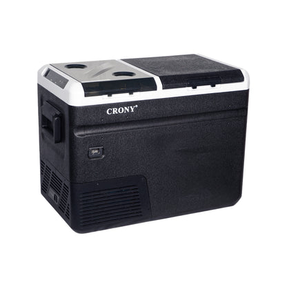 ثلاجة منزلية وسيارة CRONY IC36 بسعة 36 لتر مع ماكينة ثلج، فتاحة زجاجات، حامل أكواب، وحماية بطارية السيارة