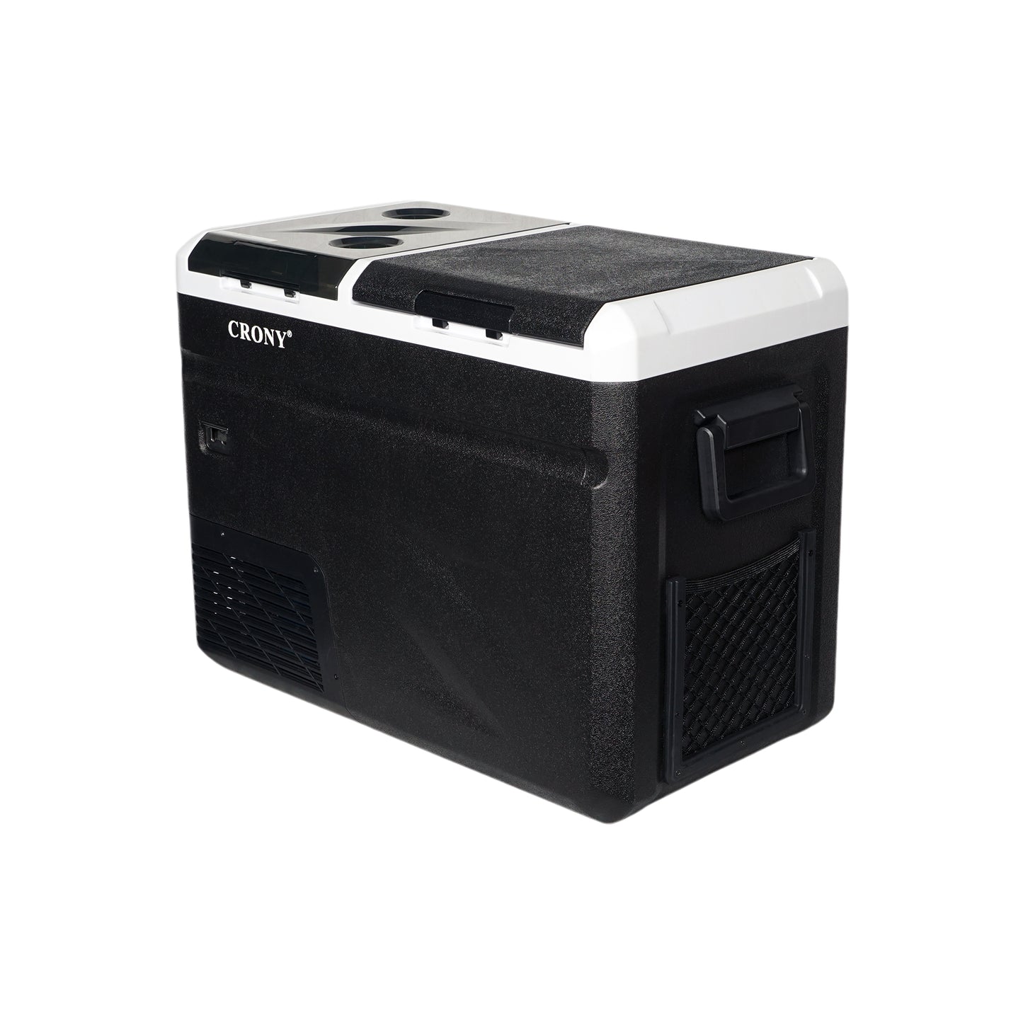 ثلاجة منزلية وسيارة CRONY IC36 بسعة 36 لتر مع ماكينة ثلج، فتاحة زجاجات، حامل أكواب، وحماية بطارية السيارة