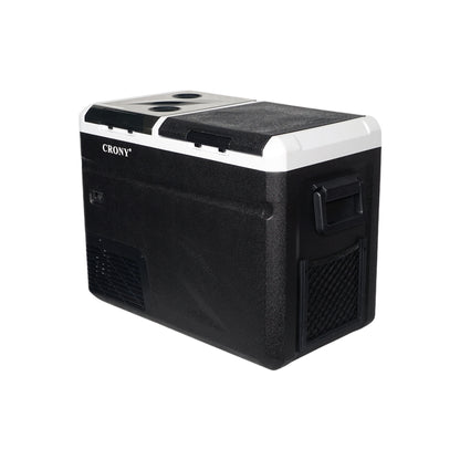 ثلاجة منزلية وسيارة CRONY IC36 بسعة 36 لتر مع ماكينة ثلج، فتاحة زجاجات، حامل أكواب، وحماية بطارية السيارة