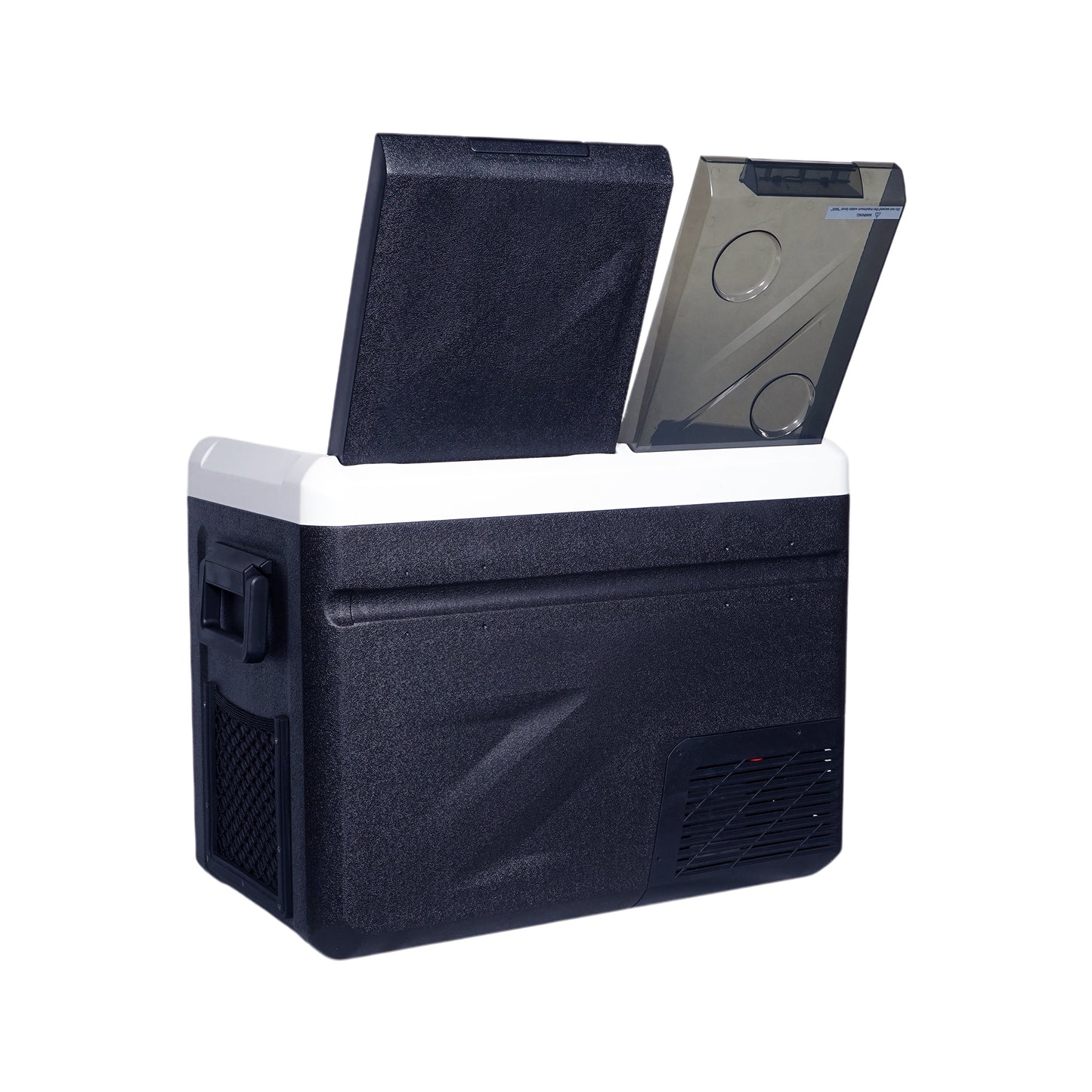 ثلاجة منزلية وسيارة CRONY IC36 بسعة 36 لتر مع ماكينة ثلج، فتاحة زجاجات، حامل أكواب، وحماية بطارية السيارة