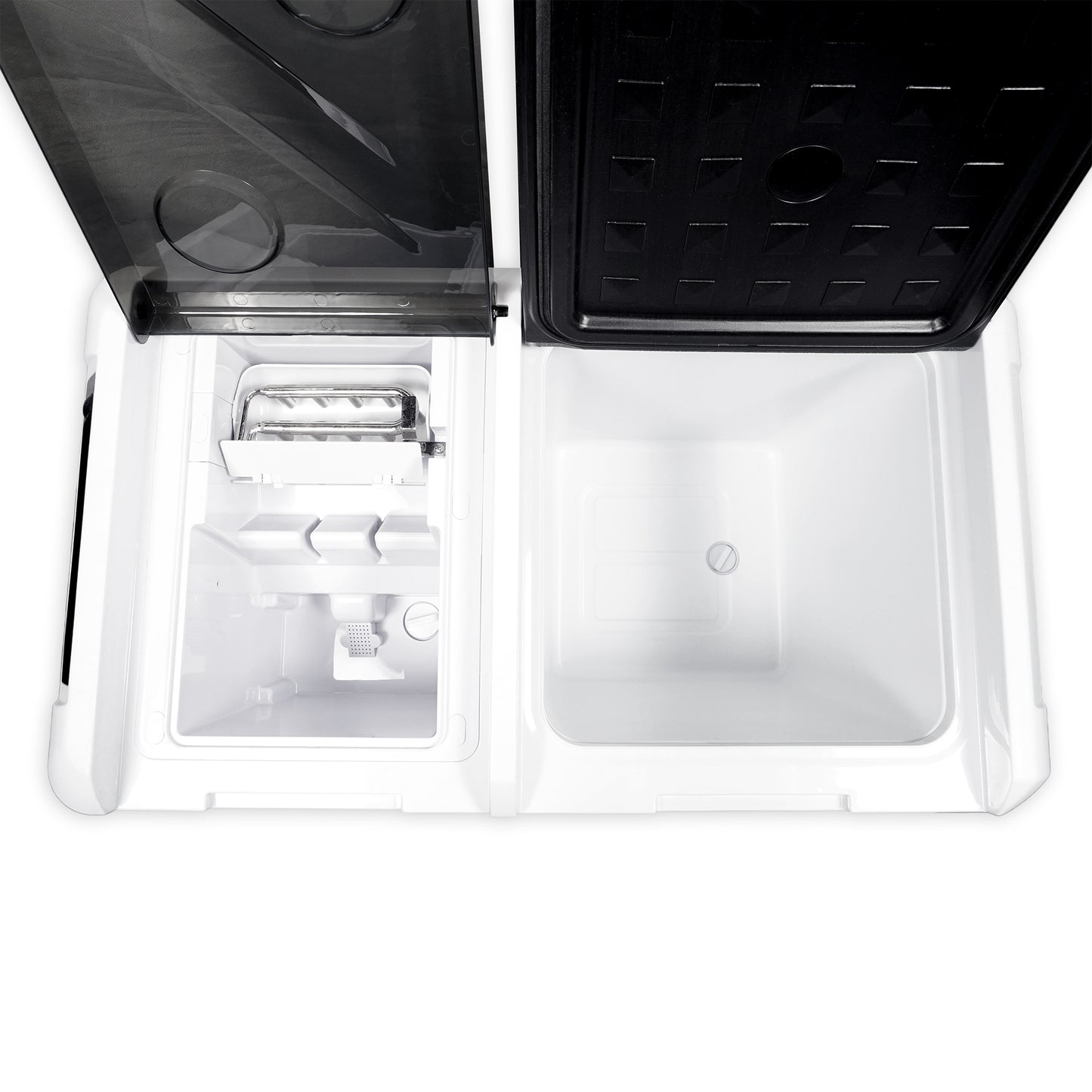 ثلاجة منزلية وسيارة CRONY IC36 بسعة 36 لتر مع ماكينة ثلج، فتاحة زجاجات، حامل أكواب، وحماية بطارية السيارة